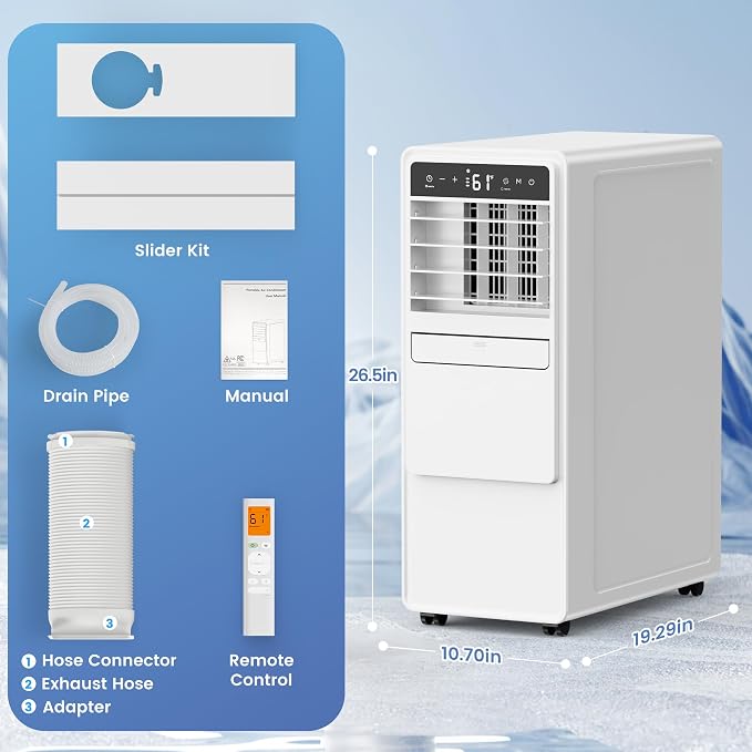 12000 BTU Portable Air Conditioners for Room up to 500 sq.ft, 3-in-1 Free Standing Quiet Portable AC Unit with Fan &