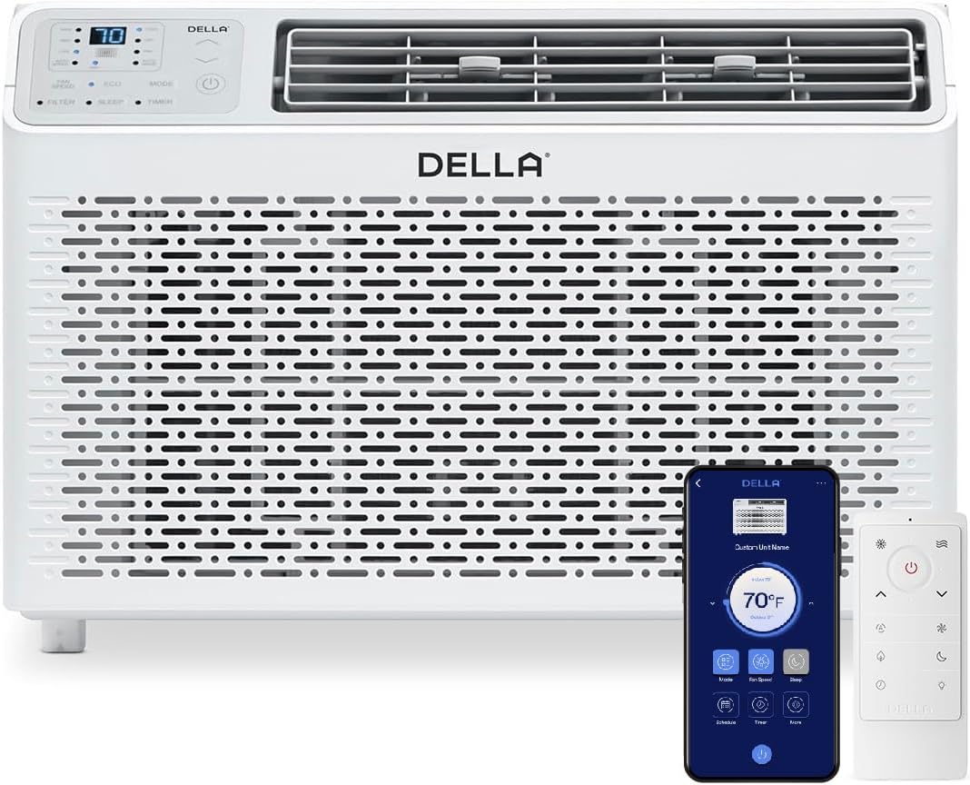 12000 BTU Smart Inverter Window Air Conditioner, Works with Alexa and WiFi, Cools Up to 550 Sq. Ft, GEO Location, Energy