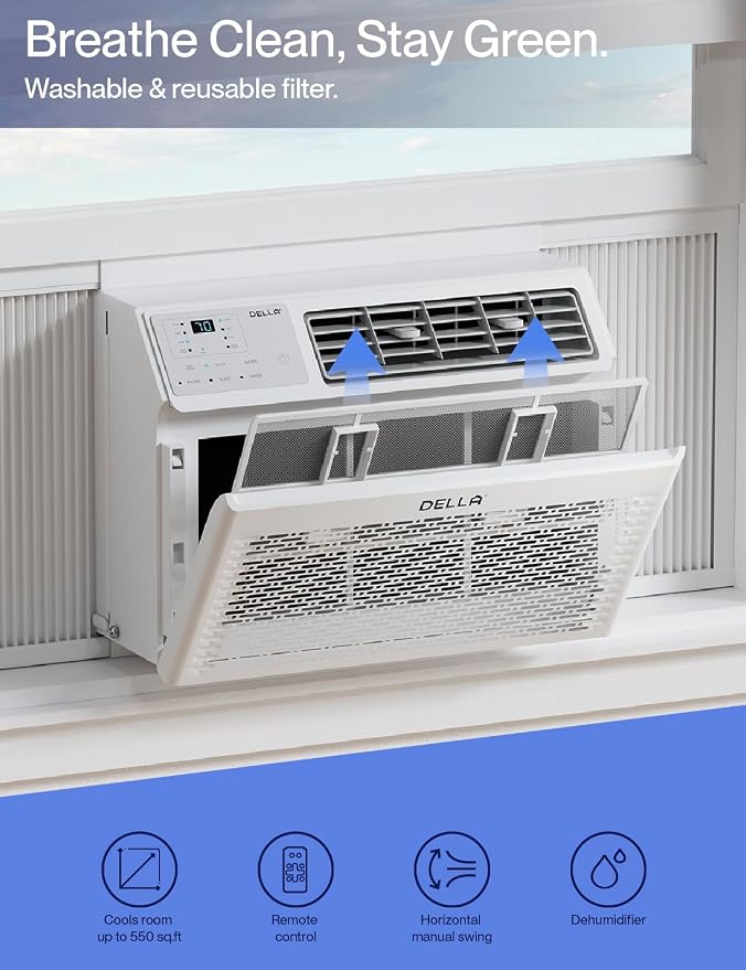 12000 BTU Smart Inverter Window Air Conditioner, Works with Alexa and WiFi, Cools Up to 550 Sq. Ft, GEO Location, Energy