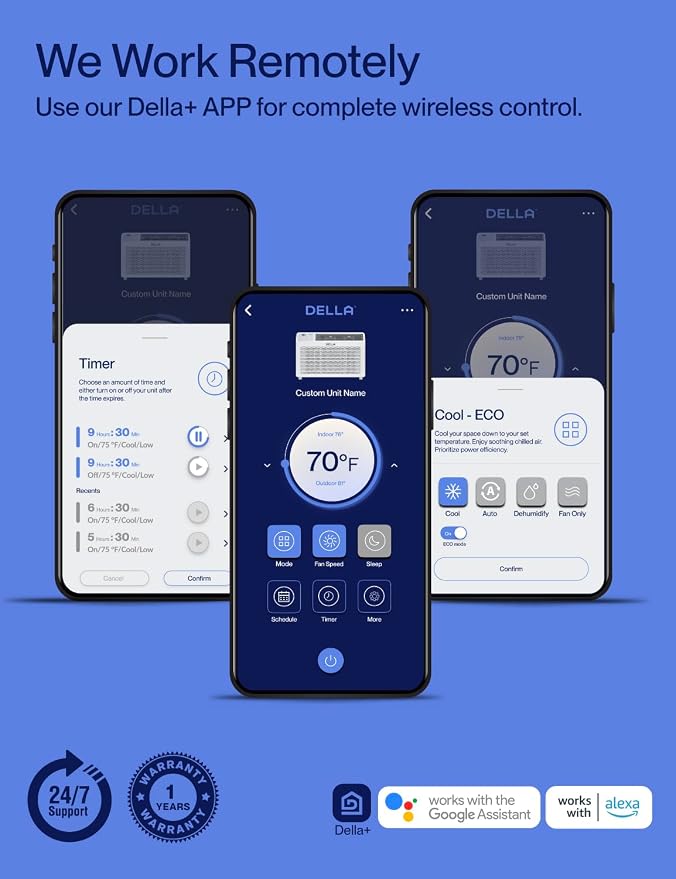 12000 BTU Smart Inverter Window Air Conditioner, Works with Alexa and WiFi, Cools Up to 550 Sq. Ft, GEO Location, Energy