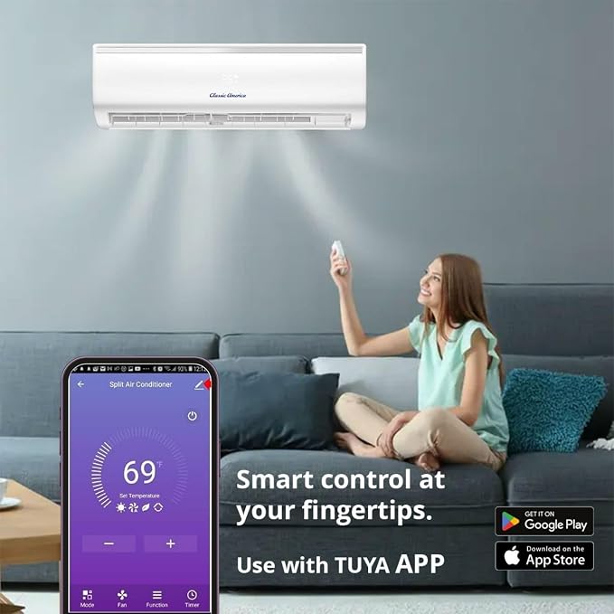 12000 BTU Smart Mini Split AC/Heat Pump, 19 SEER2 Inverter Ductless Wall Mount, 110/120V, Quiet 29dB, alternate view 5