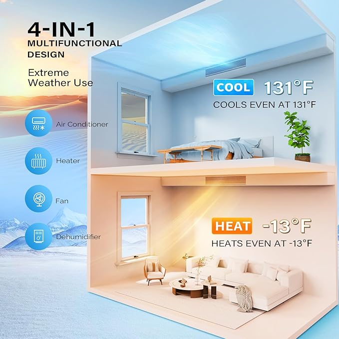 12000 BTU Smart WIFI Ducted Mini Split AC/Heating System with Inverter, 24 SEER2 Concealed Duct Air Conditioner, alternate
