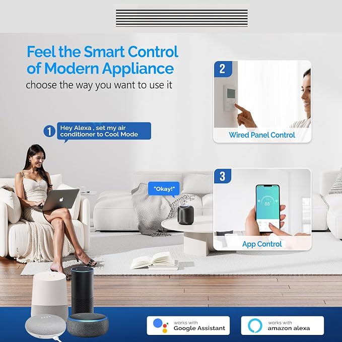 12000 BTU Smart WIFI Ducted Mini Split AC/Heating System with Inverter, 24 SEER2 Concealed Duct Air Conditioner, alternate