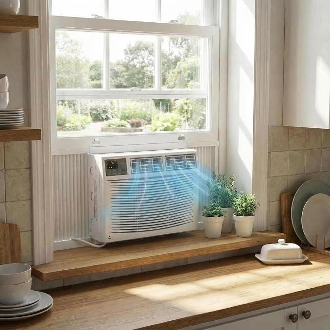 12000 BTU Smart Window Air Conditioner, WiFi Enabled Heavy Duty Cooling for Large Living Spaces up to 550 sq.ft., Voice