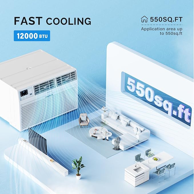 12000 BTU Through the Wall Air Conditioner with Wi-Fi, Wall AC Unit Works with Alexa/Google Assistant & Easy Install Kit &