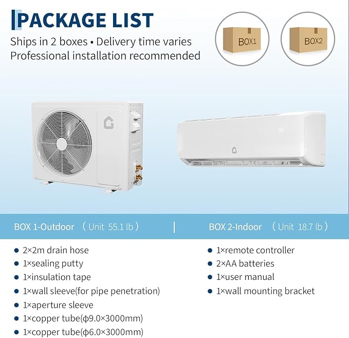 12000 BTU Wall-Mounted Mini Split Air Conditioner & Heat Pump – 19 SEER2 Inverter, 6-in-1 Function, Low Noise, Cools & Heats