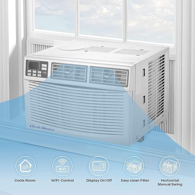 12000 BTU WiFi Enabled, Alexa Ready, Energy Savings - Window Mounted Air Conditioner Unit (10.9 CEER 120 VAC), White, Cool
