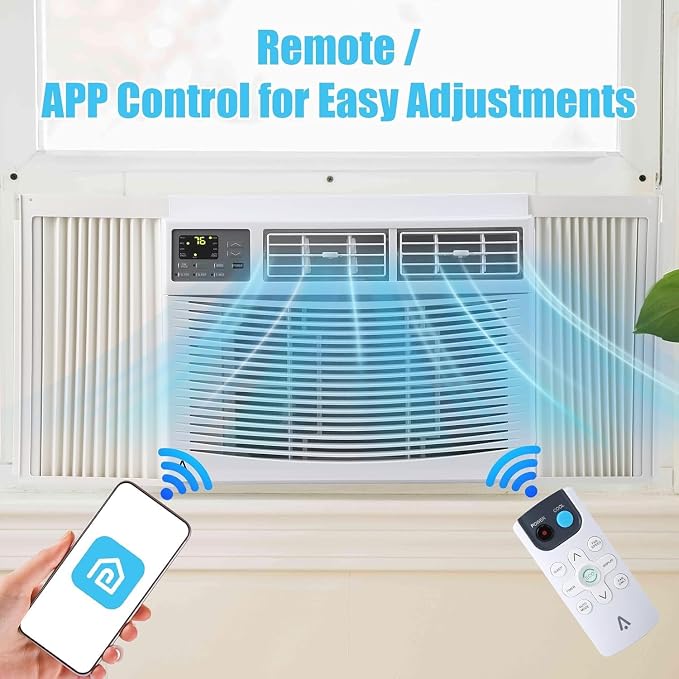 12000 BTU Window Air Conditioner - 3-in-1 Cooling, Fan & Dehumidifier, Wi-Fi & Remote, Rooms up to 750 Sq.Ft - Energy