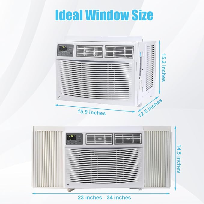 12000 BTU Window Air Conditioner, Smart WiFi AC Unit with Remote & App Control, Heavy Duty Cooling for Large Rooms up to 550