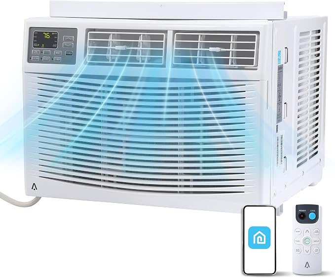 12000 BTU Window Air Conditioner, Smart WiFi AC Unit with Remote & App Control, Heavy Duty Cooling for Large Rooms up to 550