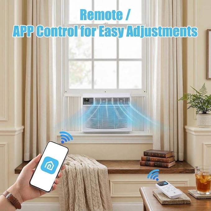 12000 BTU Window Air Conditioner with WiFi Smart Control, Cools up to 550 Sq Ft, 10.9 CEER Energy Efficient AC Unit with