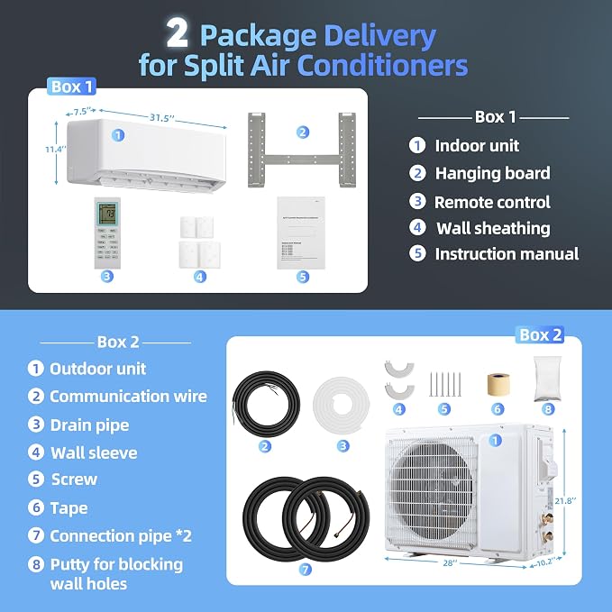 12000BTU Mini Split Air Conditioner& Heater, 17 SEER2 230V Mini Spilt AC with Inverter Compressor, Covers Up to 750 Sq.