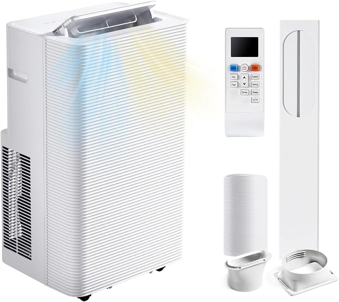 12000BTU Portable Air Conditioner with Heater, 4-in-1 Portable AC Unit with Cooling & Heating, Fan & Dehumidifier up to 520