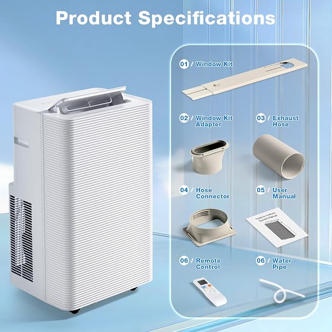 12000BTU Portable Air Conditioner with Heater, 4-in-1 Portable AC Unit with Cooling & Heating, Fan & Dehumidifier up to 520