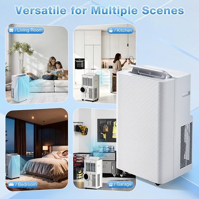 12000BTU Portable Air Conditioner with Heater, 4-in-1 Portable AC Unit with Cooling & Heating, Fan & Dehumidifier up to 520