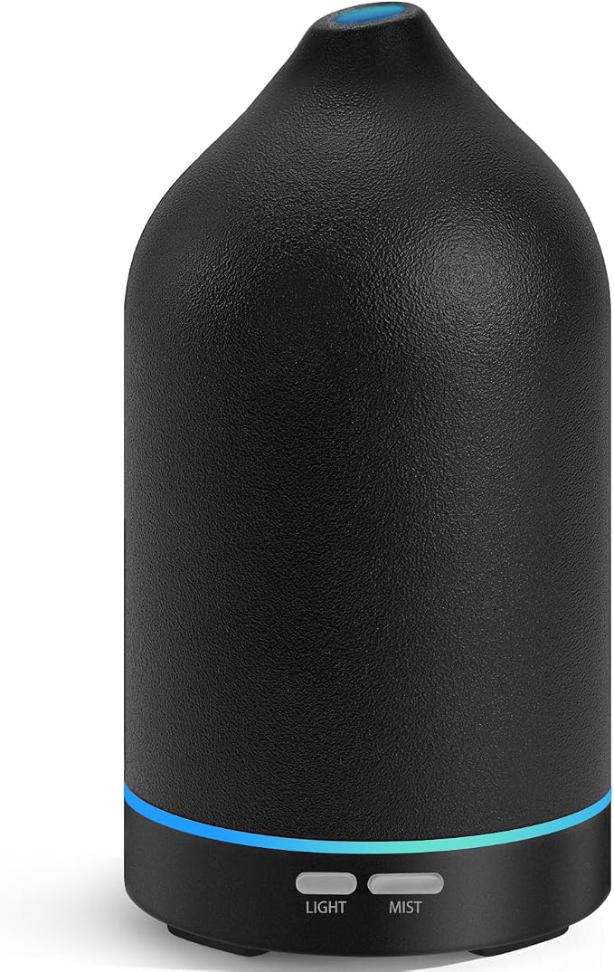 120ML Essential Oil Diffuser, Ultrasonic Aromatherapy Diffuser with Sleek Black Ceramic Design, 7-Color LED Lights, product