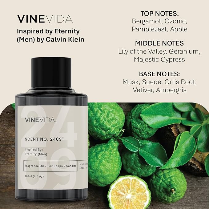 [120mL] Eternity (Men) Fragrance Oil for Candle Making - Natural Candle Oil Scents - Soap Making Essential Oil - Made in USA