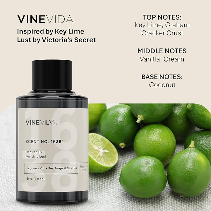 [120mL] Key Lime Lust Fragrance Oil for Candle Making - Natural Candle Oil Scents - Soap Making Essential Oil - Made in USA