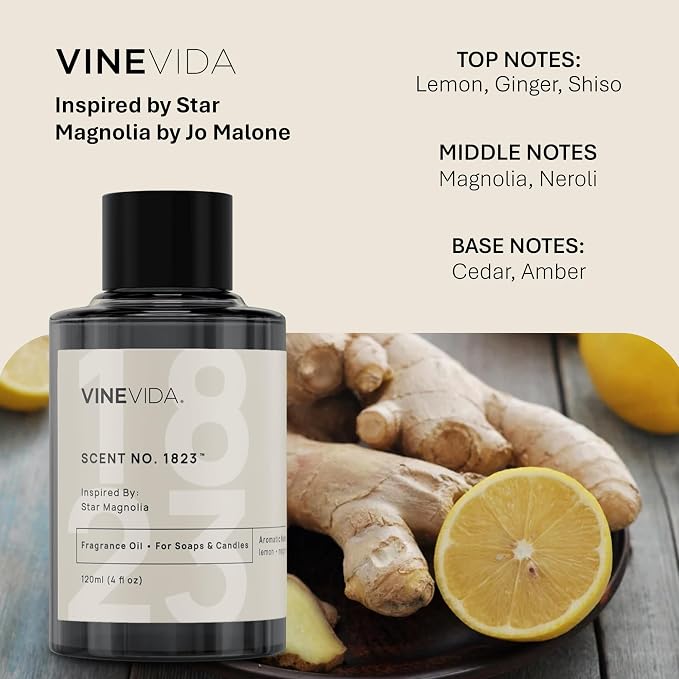 [120mL] Star Magnolia Fragrance Oil for Candle Making - Natural Candle Oil Scents - Soap Making Essential Oil - Made in USA