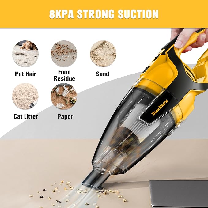 120W Cordless Handheld Vacuum Cleaner Compatible with 20v Max Battery (Tool Only) Portable for Hard Floor Carpet Car