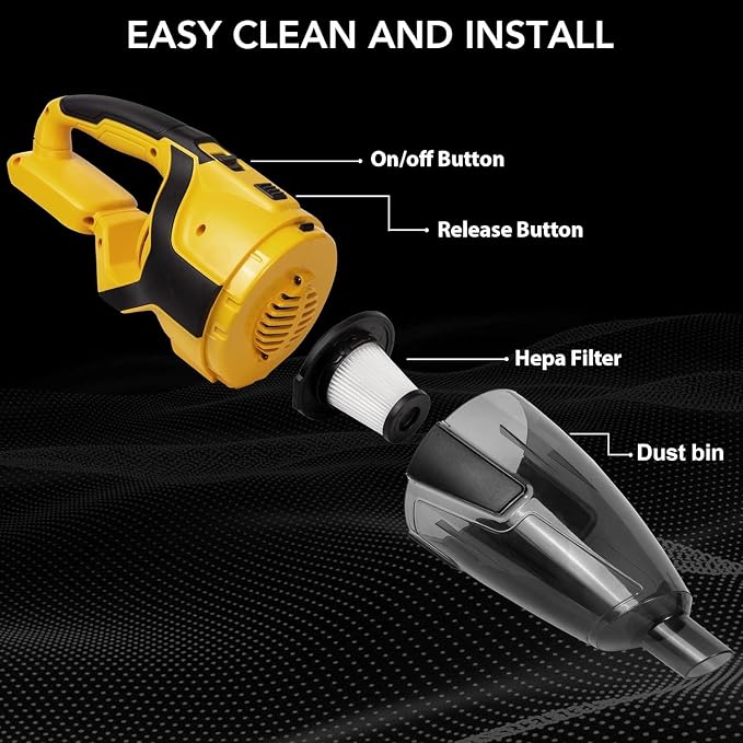 120W Cordless Handheld Vacuum Cleaner Compatible with 20v Max Battery (Tool Only) Portable for Hard Floor Carpet Car