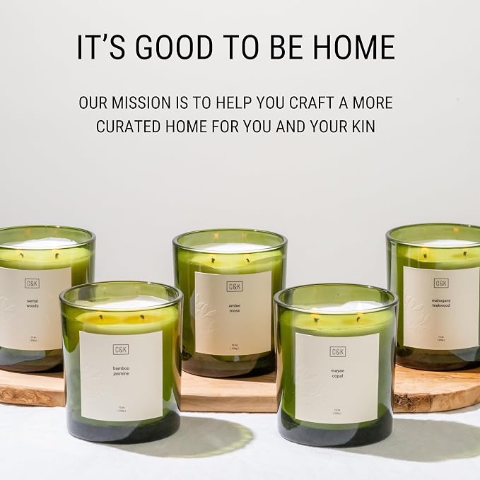 12oz Amber Moss Candle for Home | Green Winter Scented Candles for Men | Made with Natural Soy | Holiday Candles, alternate