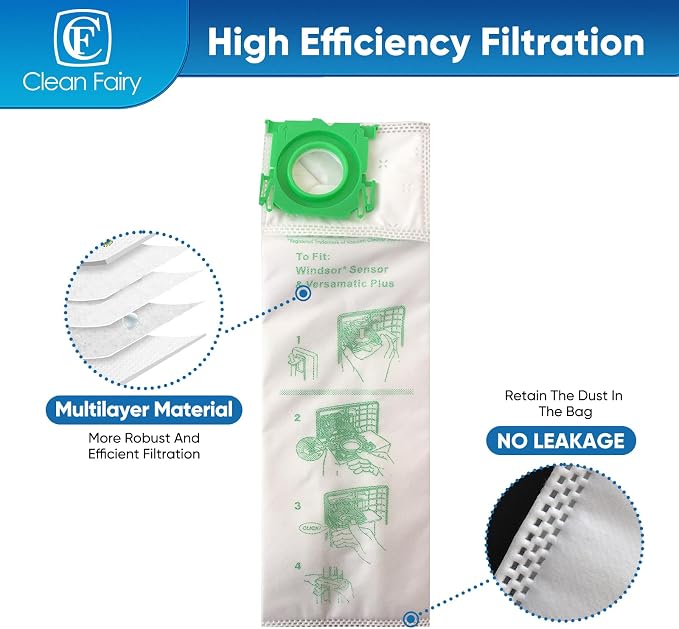 12Pack Micro Synthetic Cloth Bags Compatible With C G & X series & Windsor Sensor S12 S15 XP12 XP15 XP18 SR12 SR15 SR18