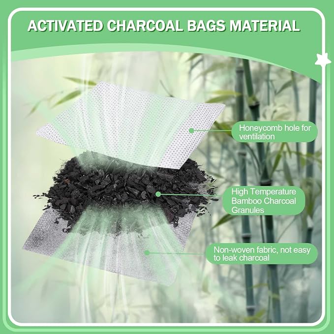 12PCS Charcoal Odor Absorber, Household Activated Charcoal Odor Absorber, Bamboo Charcoal Air Purifying Bag, Shoe Deodorizer
