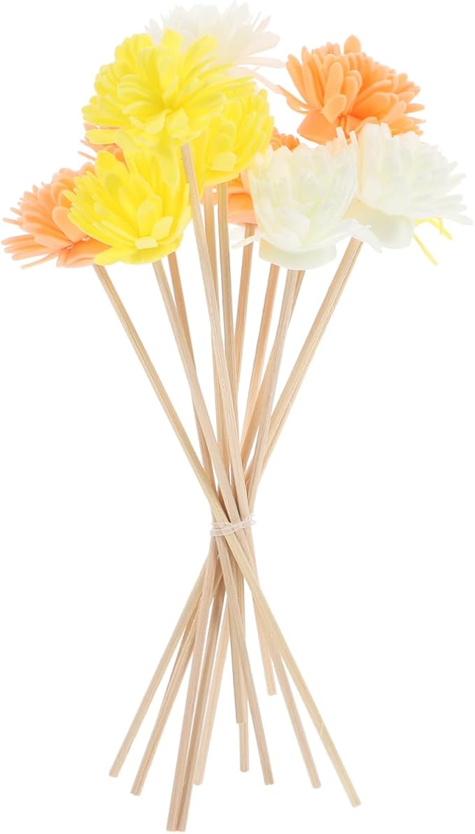 12pcs Flower Reed Diffuser Sticks, Artificial Rattan Replacement Refills for Essential Oil Aroma, product image