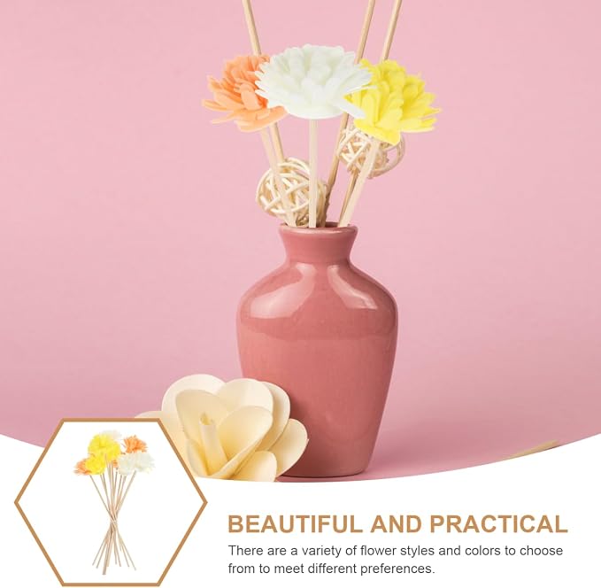 12pcs Flower Reed Diffuser Sticks, Artificial Rattan Replacement Refills for Essential Oil Aroma, alternate product view 3