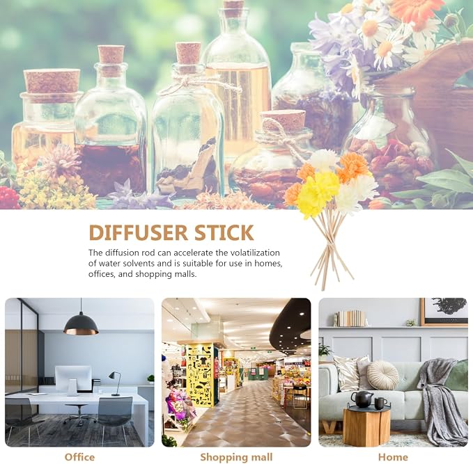 12pcs Flower Reed Diffuser Sticks, Artificial Rattan Replacement Refills for Essential Oil Aroma, alternate product view 5