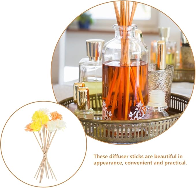 12pcs Flower Reed Diffuser Sticks, Artificial Rattan Replacement Refills for Essential Oil Aroma, alternate product view 8
