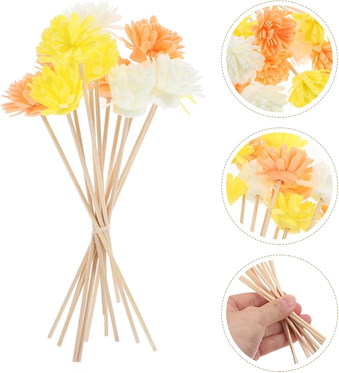 12pcs Flower Reed Diffuser Sticks, Artificial Rattan Replacement Refills for Essential Oil Aroma, alternate product view 9