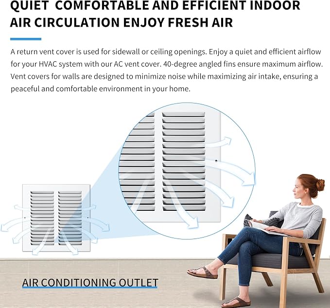 12x12 Return Air Grille(Duct Opening Size),Air Return Vent Cover,Flat Vent Cover,Rejillas De Aire Acondicionado para