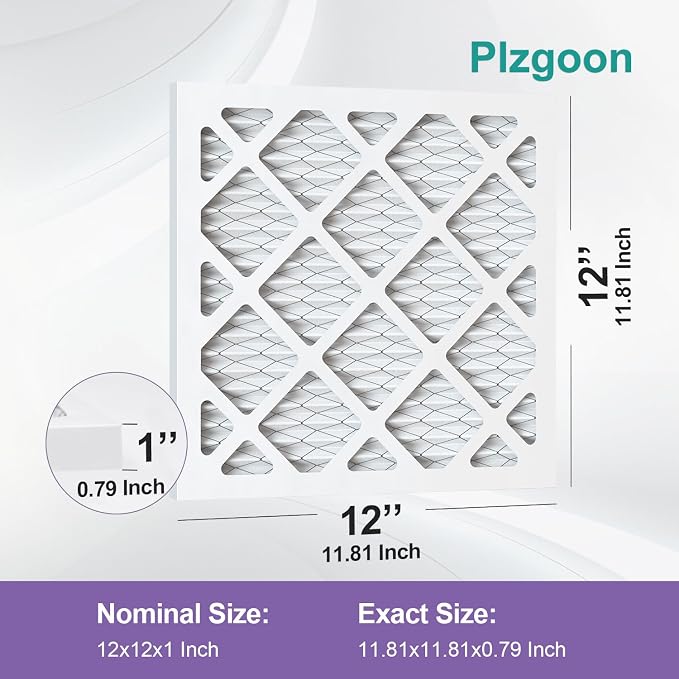 12x12x1 AC Furnace Air Filter MERV 11 MPR 1000 (6 Pack) Pleated HVAC Furnace Air Conditioner Filters (Exact Dimensions