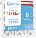 12x12x1 Air Filter 2 PACK, MERV 8 MPR 600 Pleated HVAC AC Furnace Dust Defense Air Filters Replacement (Actual Size: 11 3/4 x
