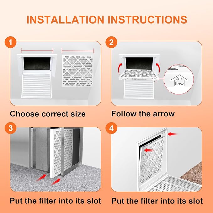 12x12x1 Air Filter 4 Pack MERV 8 Furnace HVAC AC Pleated Air Filters for Home Office MPR 600 FPR 5 (Actual Size