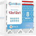 12x12x1 Air Filter 4 PACK, MERV 8 MPR 600 Pleated HVAC AC Furnace Dust Defense Air Filters Replacement (Actual Size: 11 3/4 x
