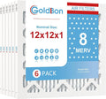 12x12x1 Air Filter 6 PACK, MERV 8 MPR 600 Pleated HVAC AC Furnace Dust Defense Air Filters Replacement (Actual Size: 11 3/4 x