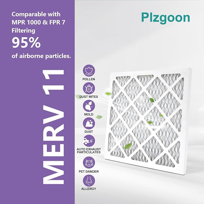 12x12x1 Air Filter MERV 11 (2 pack) MPR 1000 Pleated AC Furnace Filters Replacement Compatible with Air Conditioner HVAC AC