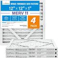 12x12x1 Air Filter MERV 11 4-Pack, Electrostatic Pleated AC Furnace Air Filter, Captures Dust, Smog & Pet Dander, Actual
