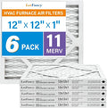 12x12x1 Air Filter MERV 11 6-Pack, Electrostatic Pleated AC Furnace Air Filter, Captures Dust, Smog & Pet