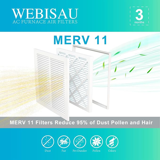 12x12x1 Air Filter MERV 11 MPR 1000 Furnace Filters 4Pack Pleated HVAC AC Furnace Air Filters,Air Conditioner Filters (Exact