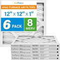 12x12x1 Air Filter MERV 8 6-Pack, Electrostatic Pleated Furnace & AC Filter, Captures Dust, Pet Hair, Pollen, Actual Size