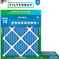 12x16x1 Air Filter MERV 13 Optimal Smoke & Allergy Defense (2-Pack), Electrostatic Pleated HVAC AC Furnace Filters