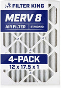 12x17.5x1 Air Filter (MERV 8) (4-Pack) Dust & Allergy Control AC Furnace Filters, MADE IN USA, HVAC, Pleated, product image