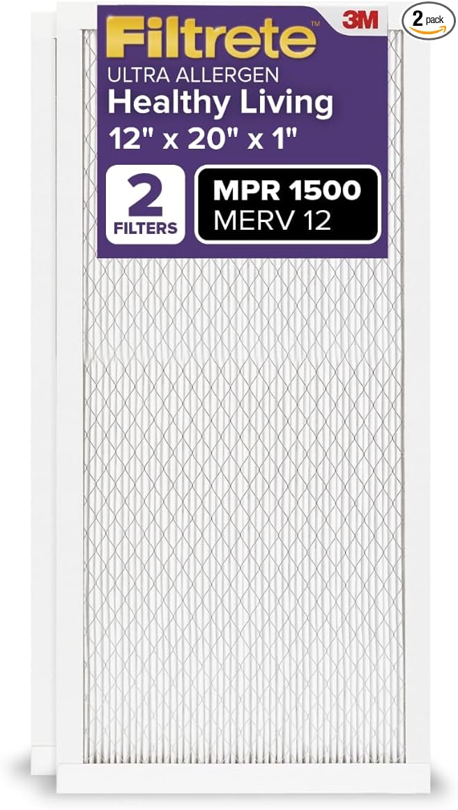 12x20x1 AC Furnace Air Filter, MERV 12, MPR 1500, CERTIFIED asthma & allergy friendly, product image