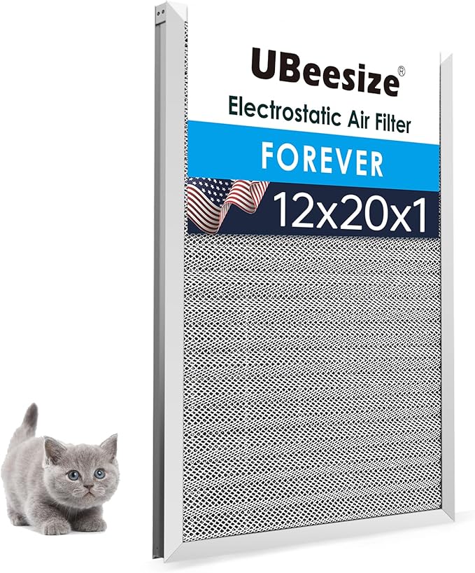 12x20x1 Air Filter HVAC AC Furnace Filter,MERV 8,Reusable Washable, Lasts a Lifetime,Permanent Air Filter,Breathe