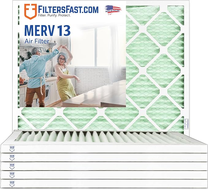 12x20x1 Air Filter Merv 13, 1" AC Furnace Air Filters, Made in the USA, Actual Size: 11.75" x 19.75" x 0.75”, 6 Pack, product