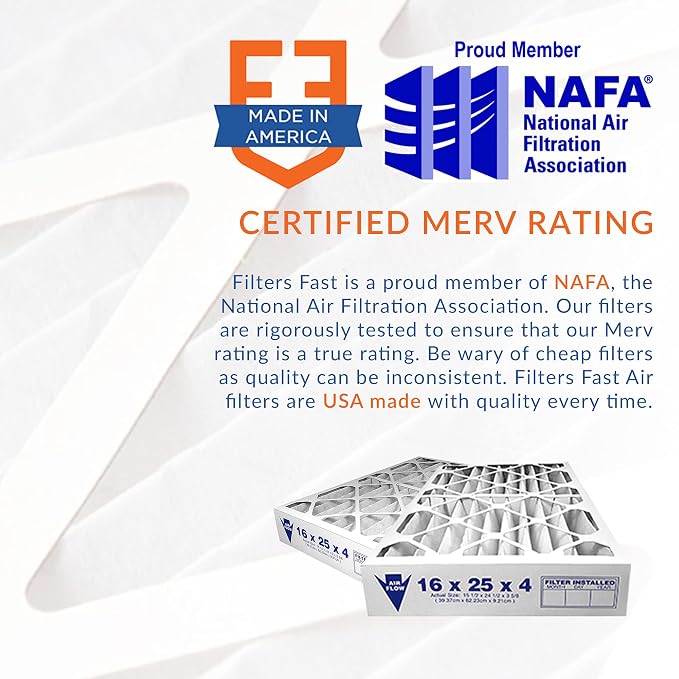 12x20x1 Air Filter Merv 13, 1" AC Furnace Air Filters, Made in the USA, Actual Size: 11.75" x 19.75" x 0.75”, 6 Pack
